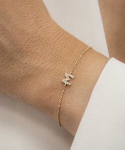 Pulseras Blanca Jewels | Brazalete Una Letra Diamantes Mini